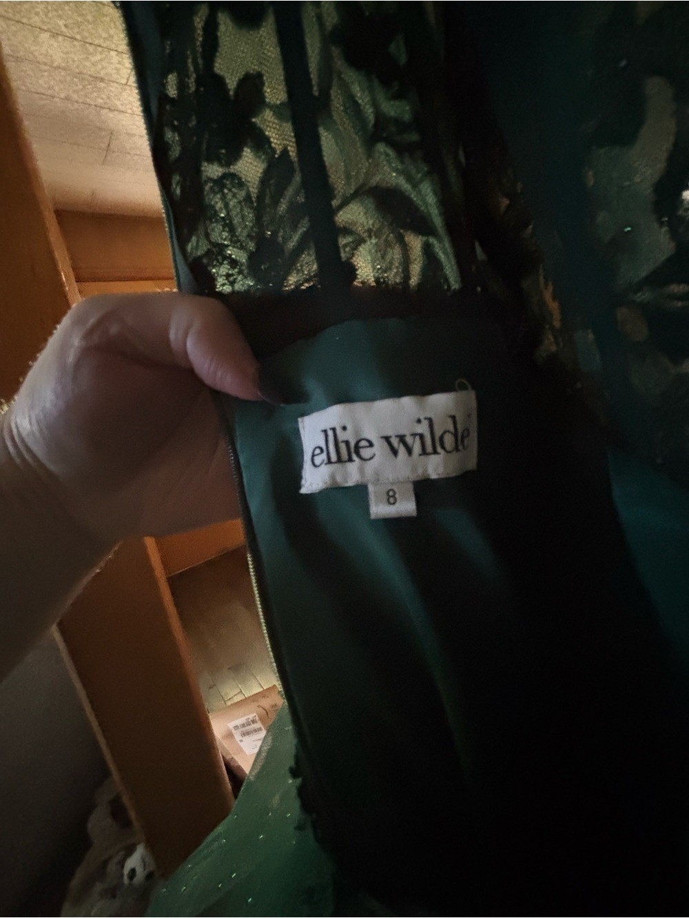 ellie wilde Dark Green Lace Evening Dress